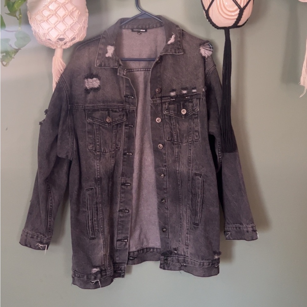 FashionNova Oversized Black Denim Jacket